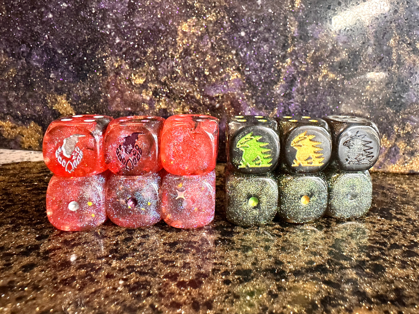 Dice D6 Pokemon 12x Inspired RPG DnD Gaming Custom Polyhedral Anime Art Gengar Lugia Hooh Pikachu