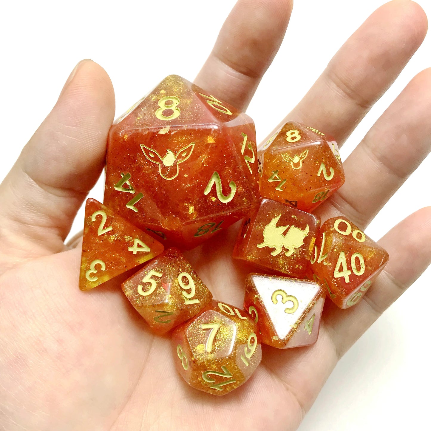 Custom Shiny Eevee Pokemon Inspired Polyset Dice Set Shiny Eeveelutions D6 RPG DnD Gaming Polyhedral Anime Art Vaporeon Flareon Jolteon