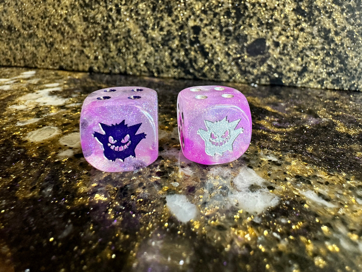 Custom Pokemon Shiny Gengar Inspired 10 Dice D&D Polyset D6 D20 35mm GXEX DnD Polyhedral