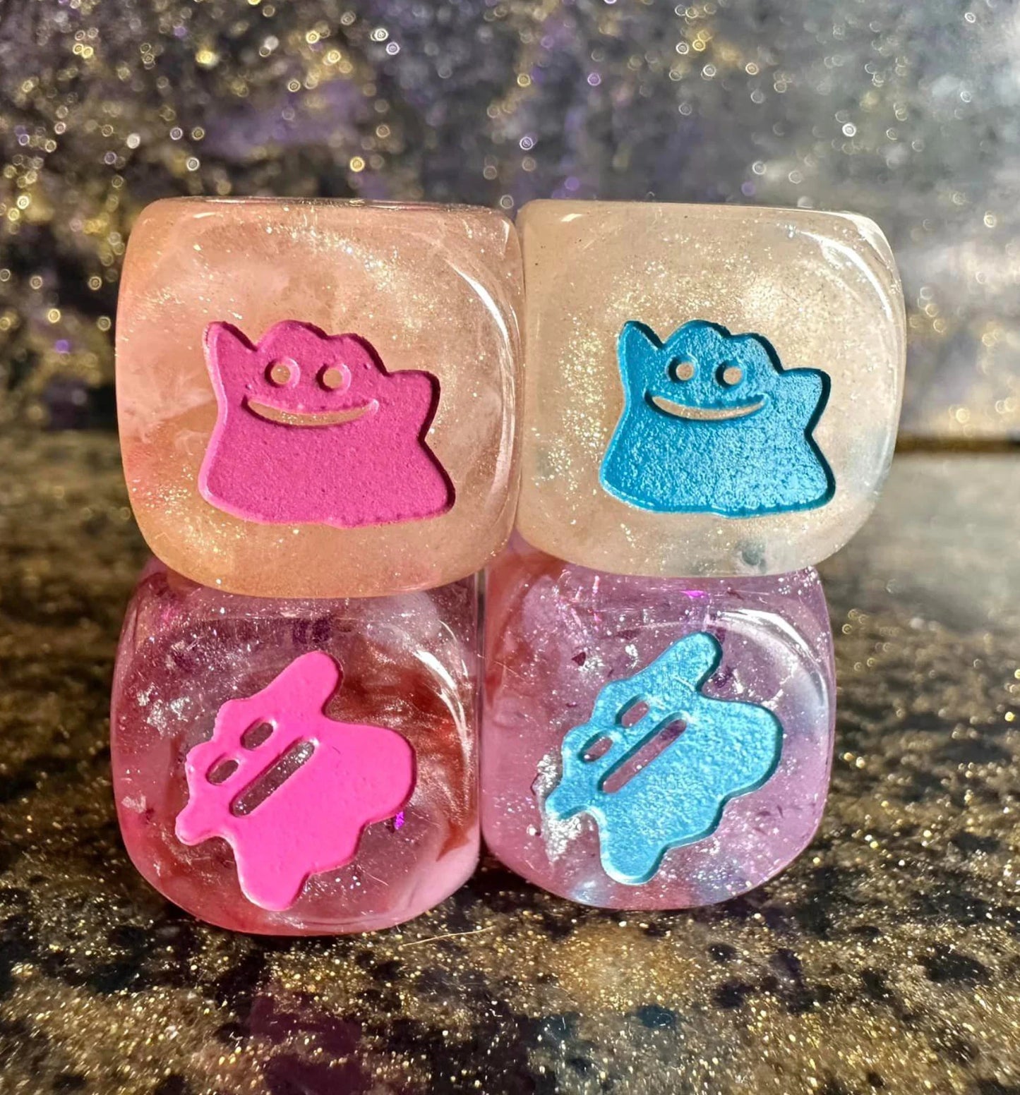 Custom Pokemon DITTO Inspired 8 Dice D&D Polyset D6 D20 35mm DnD Polyhedral