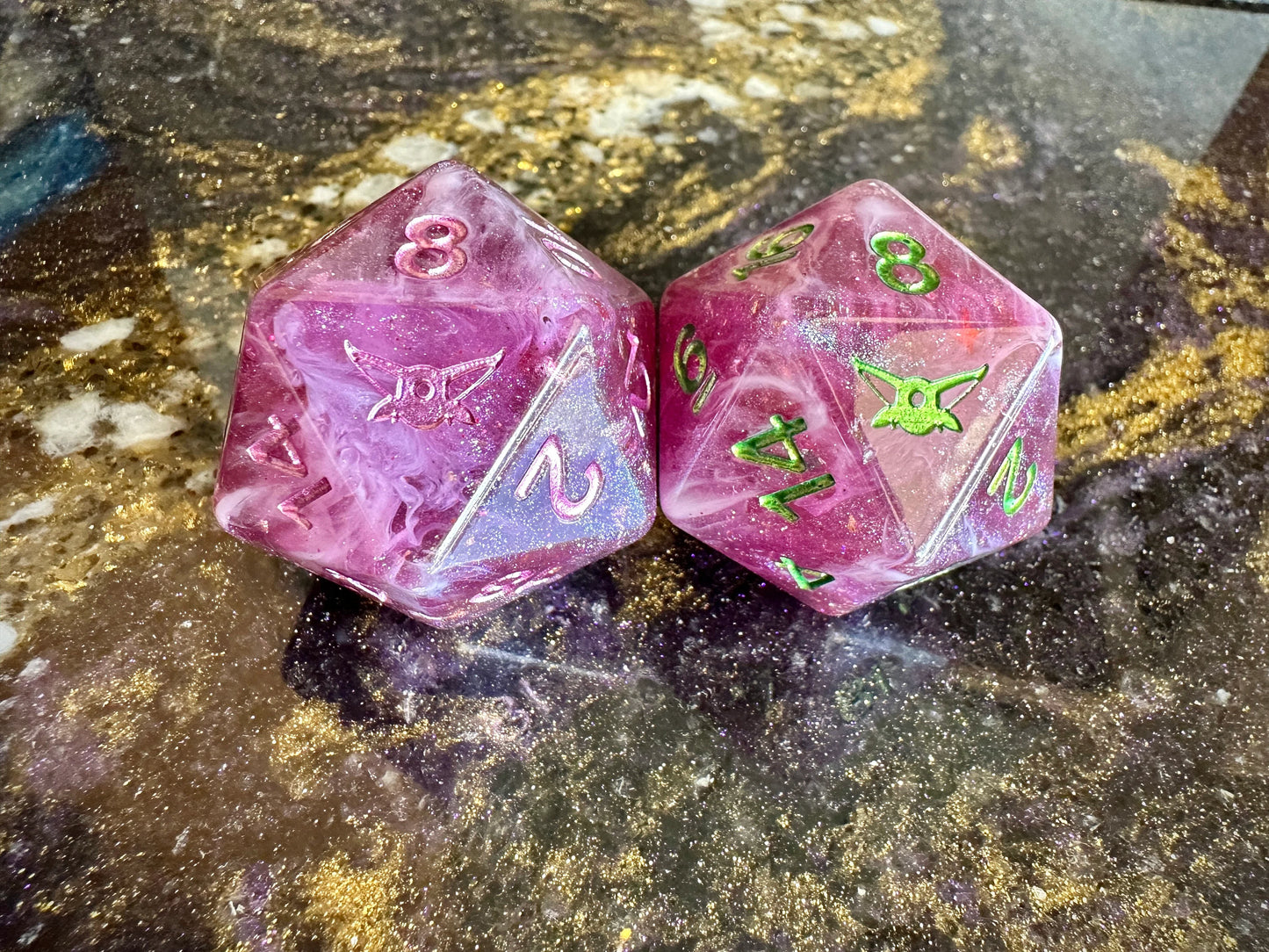UMBREON Polydice Pokemon Inspired Polyset Dice Custom Set Shiny Eeveelutions D6 RpG DnD Gaming Polyhedral Anime Art + ESPEON Giga D20 Chonk