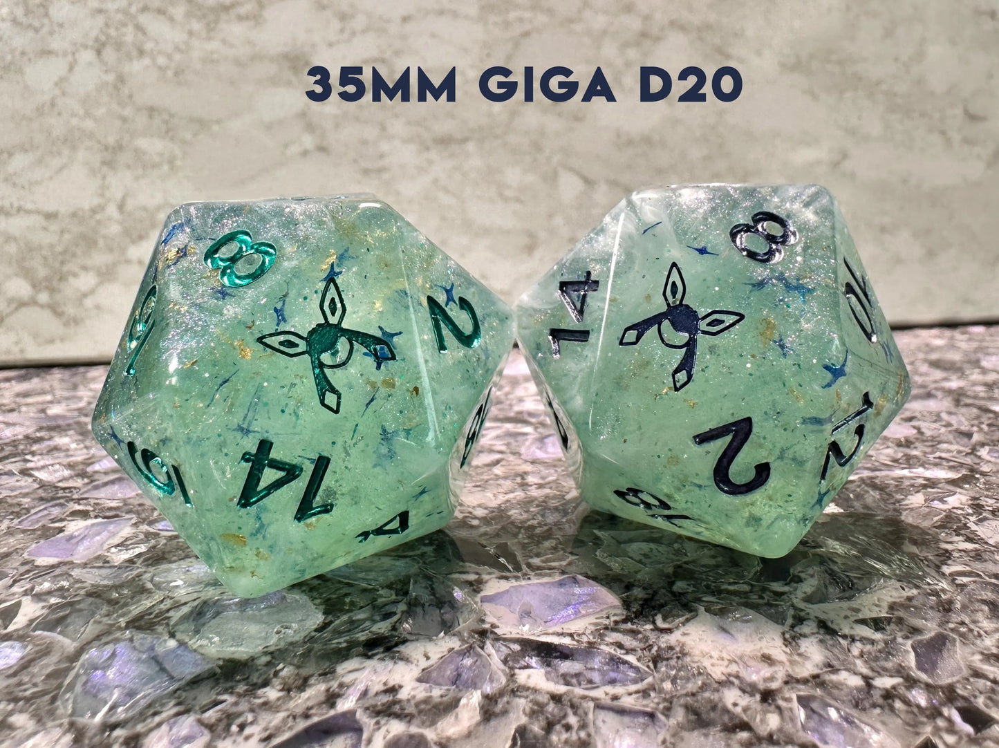 Glaceon Polydice Giga D20 Dice Pokemon Inspired Polyset Custom Set Shiny Eeveelutions D6 RpG DnD Gaming Polyhedral AnimeArt