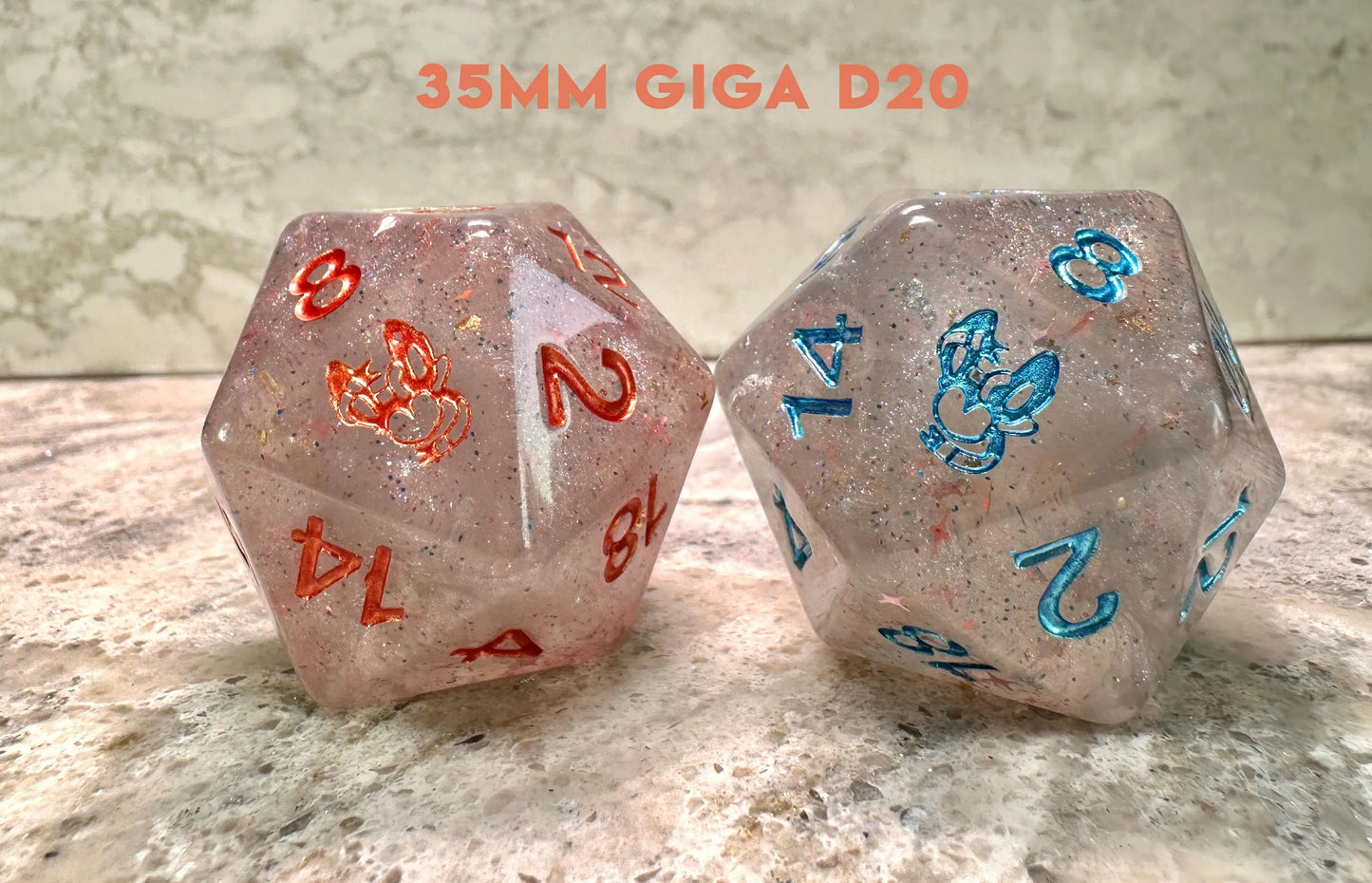 Sylveon Polydice Giga D20 Dice Pokemon Inspired Polyset Custom Set Shiny Eeveelutions D6 RpG DnD Gaming Polyhedral AnimeArt
