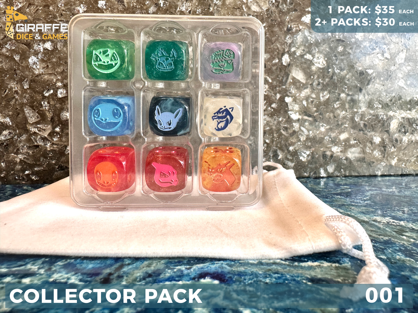 Pokemon Inspired Dice Collection 9 D6 Collector Pack 013 WATER